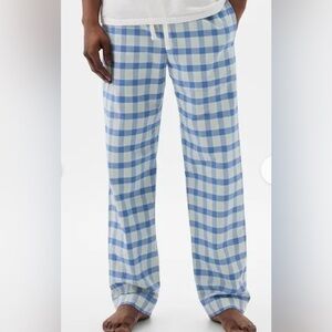 UEC GAP BLUE GINGHAM PRINT RELAXED PAJAMA PANTS 100% COTTON POCKETS SZ XL